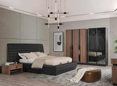 Bedroom set bed 2x nightstands wardrobe 4-piece design luxury new